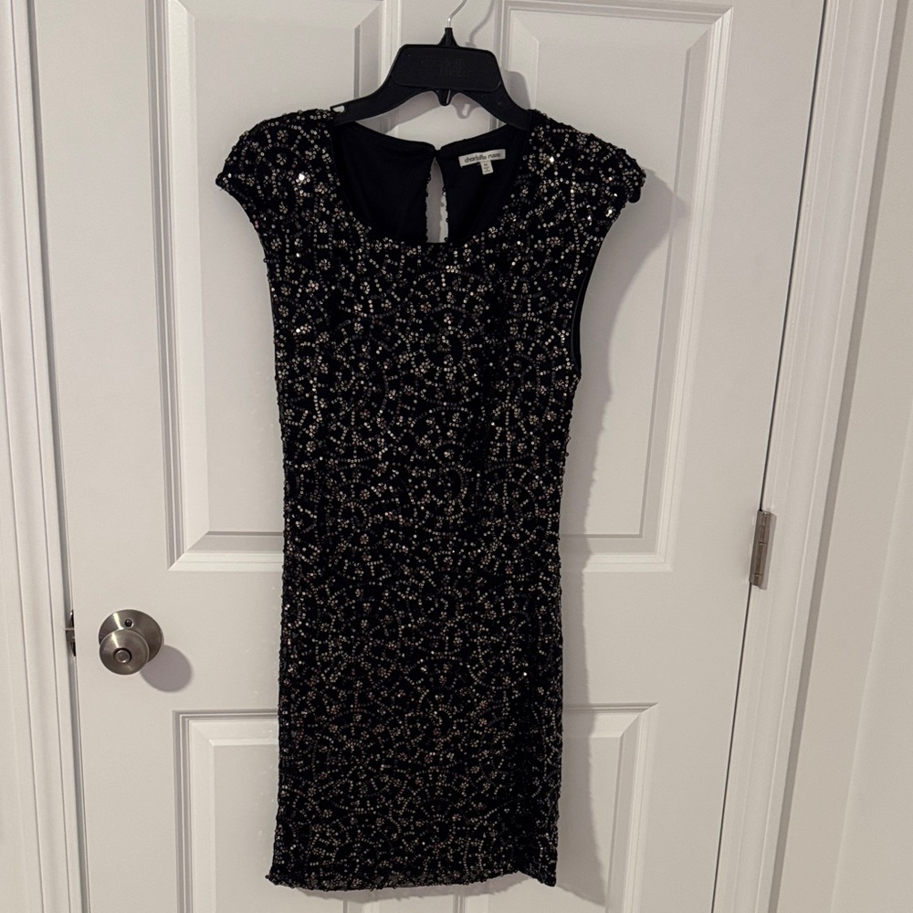 Charlotte Russe Black and Silver Sequin Mini Dress